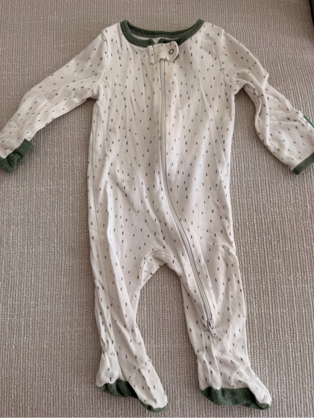 cloud island White and forest green One-Piece Footed Sleeper